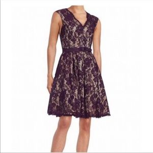 Eliza J - Purple/nude lace A-line pocket dress Size 14